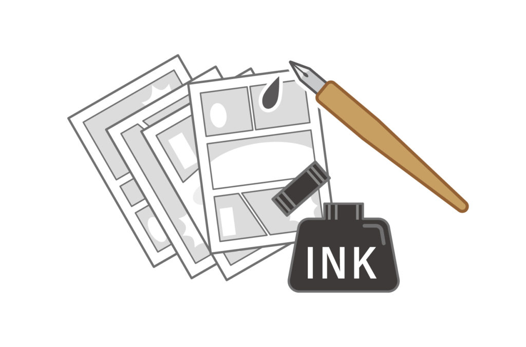 マンガ制作時に役立つ用語集、原稿、インク、マンガ広告、制作